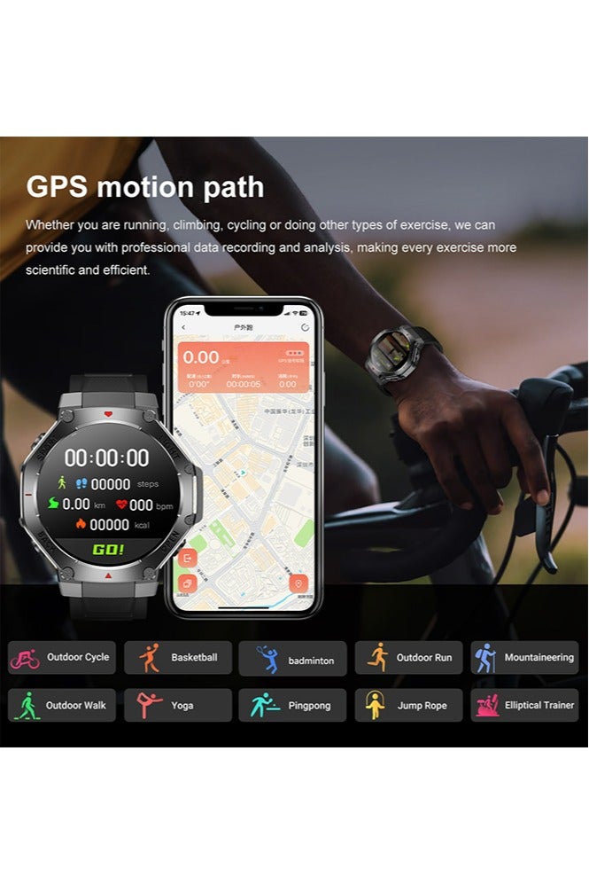 RollsTimi  Smart Watch for Men,1.53" HD/410mAh Battery Smart Watches with LED Flashlight for Android iOS Fitness Tracker with Sleep Tracking,Black Silicone - Image 5