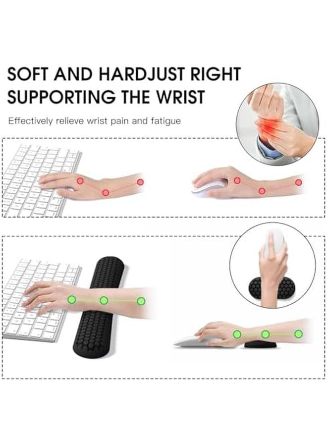 erorex Ergonomic Keyboard Wrist Rest Set With Honeycomb Design – Soft Silicone Support For Pain Relief – Ideal For Office Home Gaming Laptops And Computers Black - Image 2