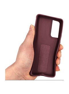 Wtech Premium Quality Silicone Slim PU Leather Kick Back Stand Grip Case Cover For Samsung Galaxy S22 Plus 5G Dark Brown  - Image 4