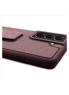 Wtech Premium Quality Silicone Slim PU Leather Kick Back Stand Grip Case Cover For Samsung Galaxy S22 Plus 5G Dark Brown  - Image 2