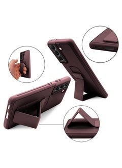 Wtech Premium Quality Silicone Slim PU Leather Kick Back Stand Grip Case Cover For Samsung Galaxy S22 Plus 5G Dark Brown  - Image 5