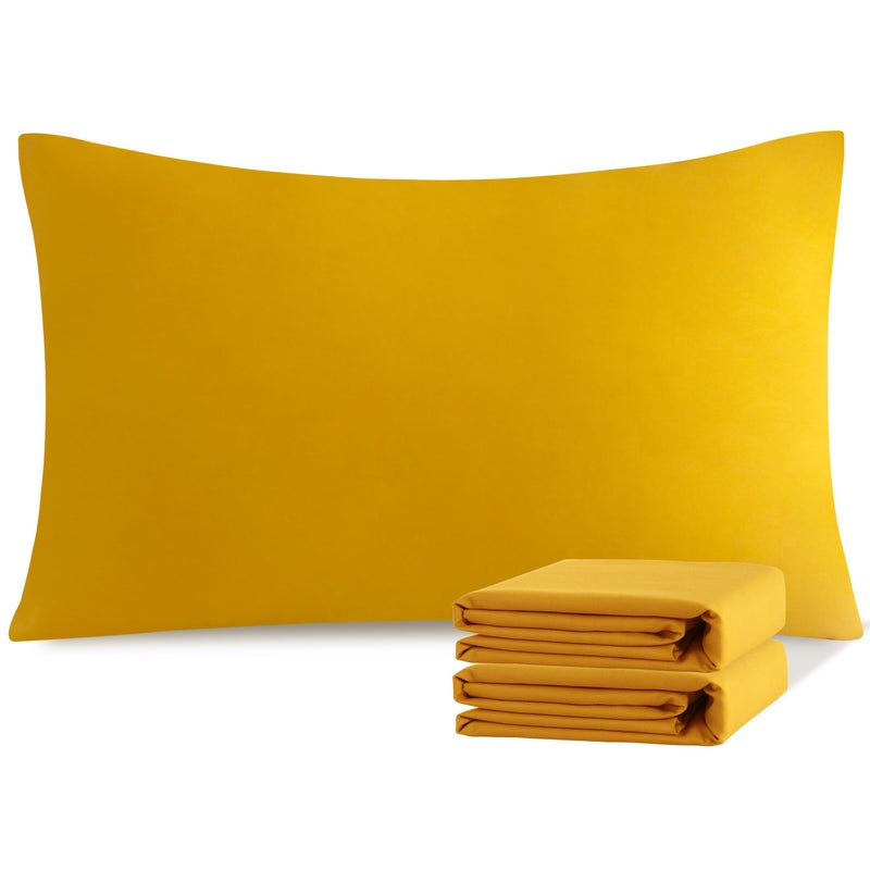 NTBAY Standard Pillowcase Set - 2 Pack Brushed Microfiber 20x26 Pillowcases - Soft, Wrinkle-Free, Fade-Resistant, Stain-Resistant, Ginger Yellow Pillowcases with Envelope Closure - 20x26 Inches - Image 1