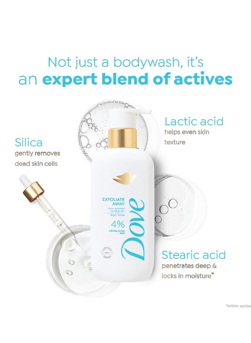 دوف غسول الجسم بتقشير سيروم التقشير | 4٪ سيروم منقي + حمض ألفا هيدروكسي | مقشرات دقيقة لبشرة أكثر نعومة | خالٍ من البارابين وSLS | 300 مل - Image 5