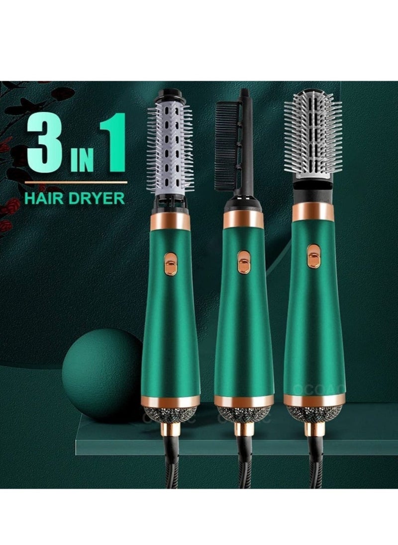 ELTRAZONE New Electric Hair Dryer Blow Dryer Comb Rotating Hot Air Brush 3 In 1 Hairdryer Hair Blower Brush Hair Curler Auto Curling Iron (Green) - Image 2