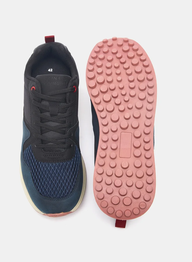 shoexpress Textured Lace Up Sneakers Navy