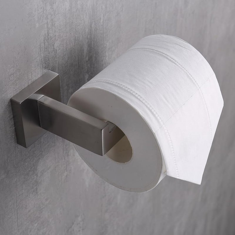 TASTOS Polished Chrome Toilet Paper Holder SUS304 Stainless Steel  Modern Square Half Open Bathroom 5 inch TP Holder Wall Mount Rustfree Tissue Roll Dispenser for Washroom Kitchen 2 Pack - Image 2
