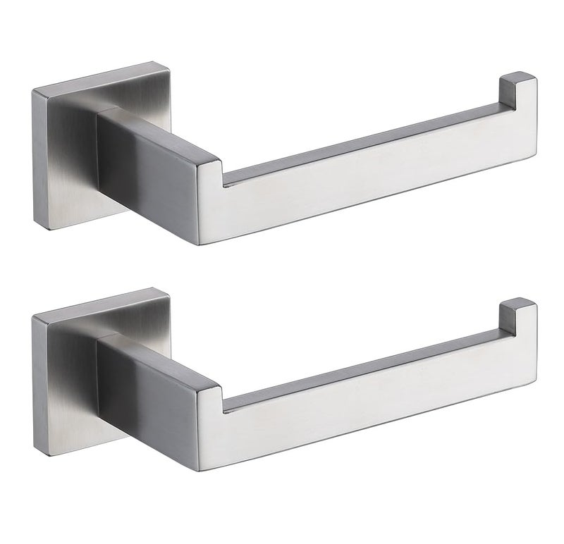 TASTOS Polished Chrome Toilet Paper Holder SUS304 Stainless Steel  Modern Square Half Open Bathroom 5 inch TP Holder Wall Mount Rustfree Tissue Roll Dispenser for Washroom Kitchen 2 Pack - Image 1