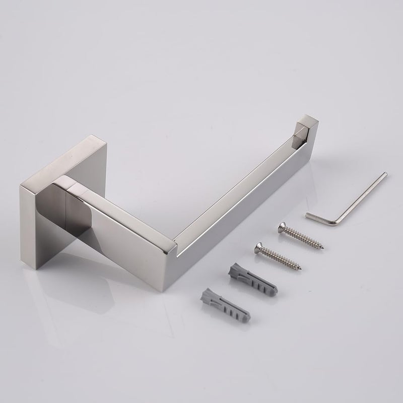TASTOS Polished Chrome Toilet Paper Holder SUS304 Stainless Steel  Modern Square Half Open Bathroom 5 inch TP Holder Wall Mount Rustfree Tissue Roll Dispenser for Washroom Kitchen 2 Pack - Image 5