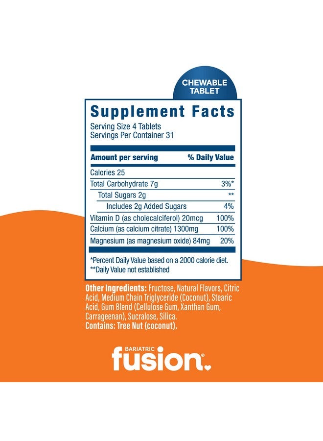 Bariatric Fusion Calcium Citrate Chewable Tablet | Orange Citrus Flavored | Chewable Calcium Citrate | Bone Health Support* | Gluten, Dairy and Soy Free | Non-GMO | 124 Count - Image 4