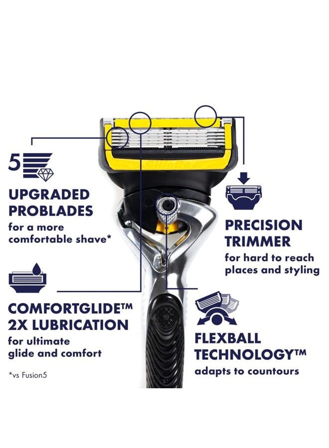 Gillette شفرة حلاقة بروغلايد شيلد للرجال، شفرة 5 شفرات، مع مشذب دقيق، تزييت كومفورتغلايد، انزلاق وراحة، مقبض + 4 شفرات بديلة - Image 2