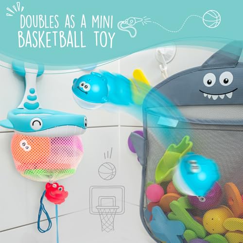 Comfylife Baby Bath Toy Organizer - Bath Toy Storage for Shower - Bathtub Toy Organizer Includes Foam Bath Toys (Numbers & Letters & Squirty Toys) + Extra Net That Doubles as a Toy - Image 3
