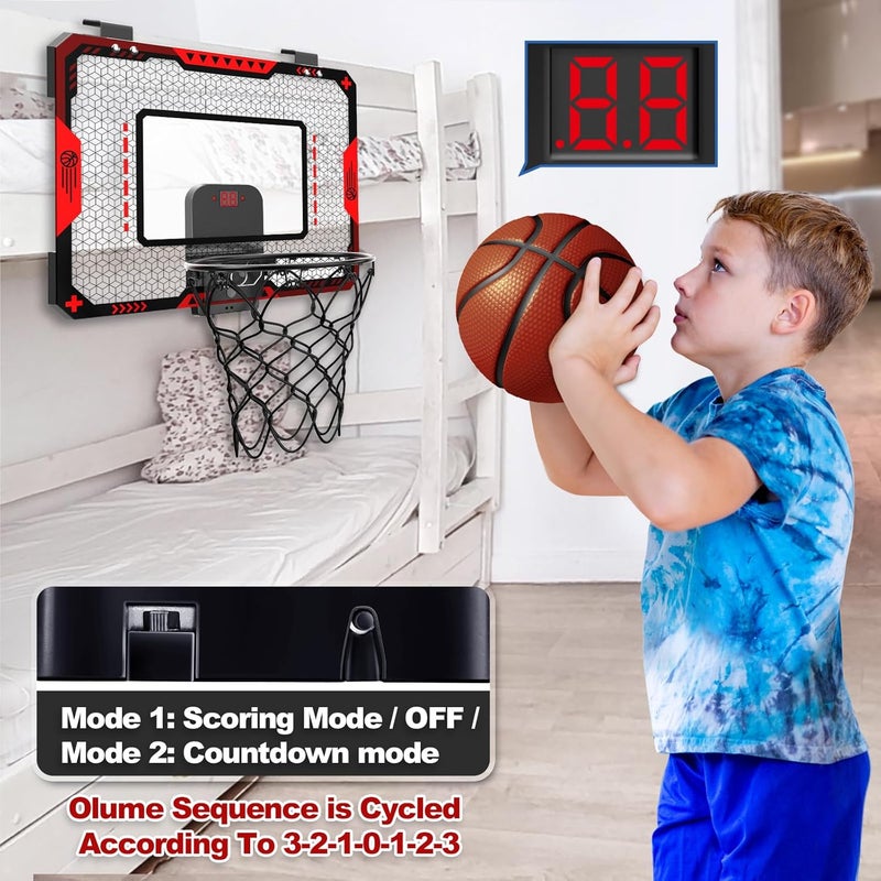 GMAOPHY Basketball Hoop Indoor for 5 6 7 8 9 10+ Year Old Boys Kids, Mini Basketball Hoop with Electronic Scoreboard Over The Door, Sport Toys Birthday Gift - Image 5