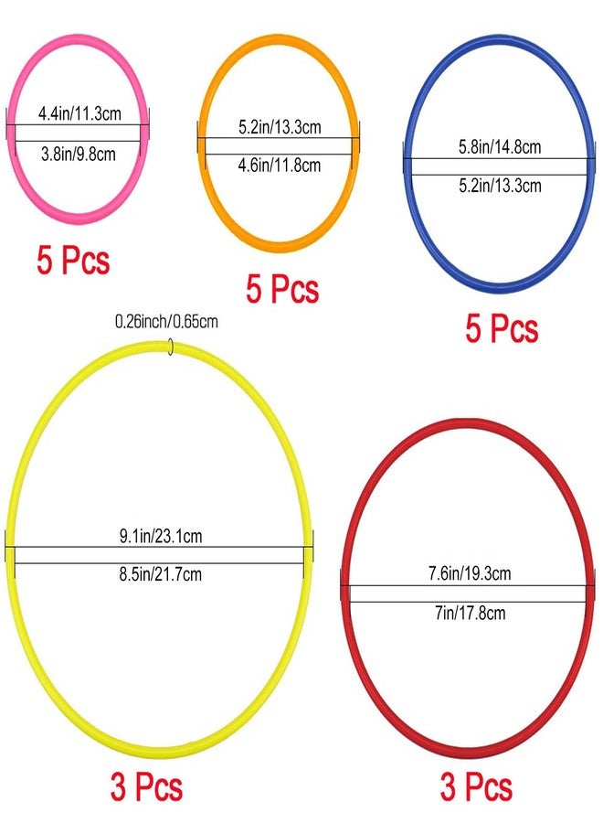Hysagtek 21 Pcs Plastic Toss Rings Carnival Rings Toss for Adults Fun Target Party Supplies, Party Favor Supplies, Speed and Agility Practice Rings, Multicolor (5 Sizes) - Image 2
