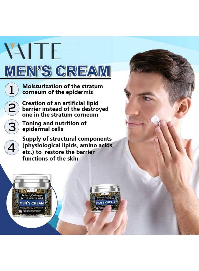 ڤايت مرطب بشرة الوجه للرجال بالكولاجين والريتينول المضاد للشيخوخة ومضاد للتجاعيد تحت العينين، كريم العناية بالوجه للرجال بالكركديه والعسل وحمض الهيالورونيك وفيتامين سي، صنع في الولايات المتحدة الأمريكية - Image 3