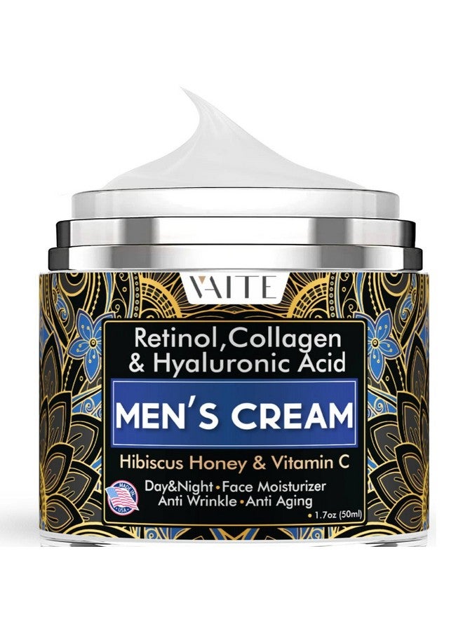 ڤايت مرطب بشرة الوجه للرجال بالكولاجين والريتينول المضاد للشيخوخة ومضاد للتجاعيد تحت العينين، كريم العناية بالوجه للرجال بالكركديه والعسل وحمض الهيالورونيك وفيتامين سي، صنع في الولايات المتحدة الأمريكية - Image 1