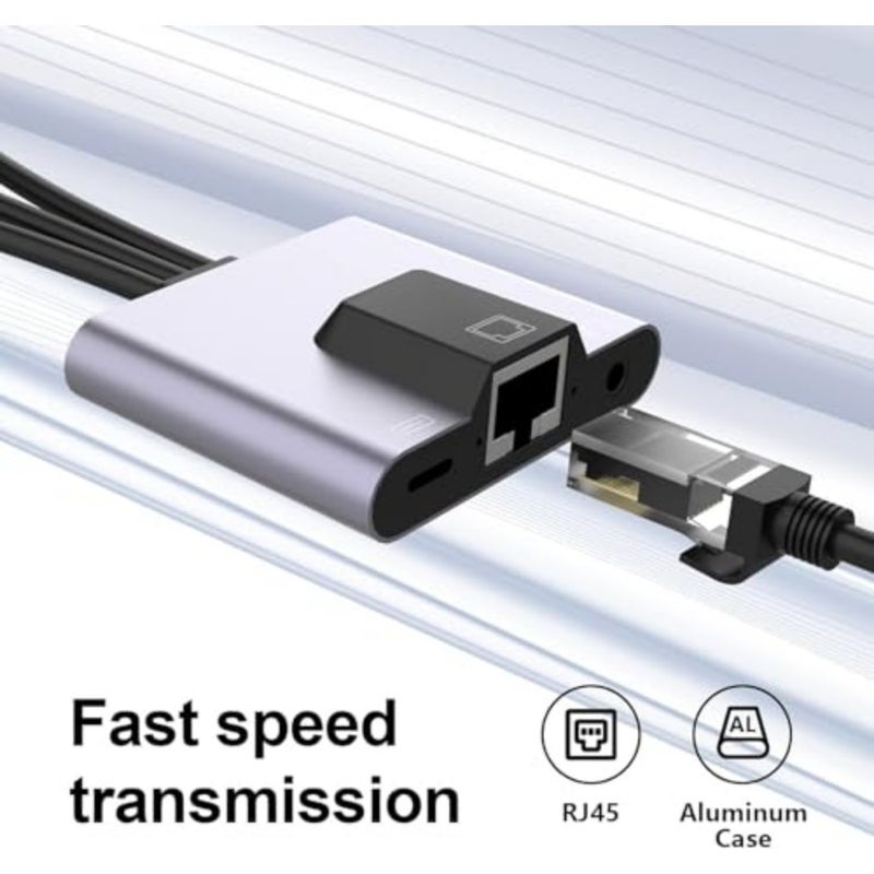 X-Spring USB to Ethernet Adapter, 3 in 1 Aluminum Network Adapter with RJ45 Port, LAN Connection Without Driver for Laptop and Desktop - Image 2