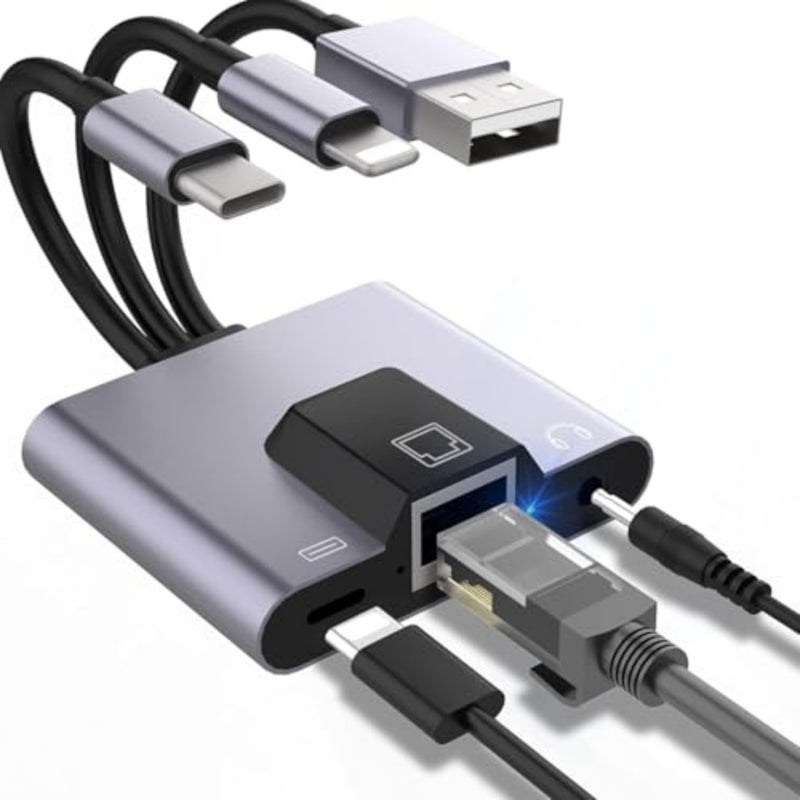 X-Spring USB to Ethernet Adapter, 3 in 1 Aluminum Network Adapter with RJ45 Port, LAN Connection Without Driver for Laptop and Desktop - Image 1