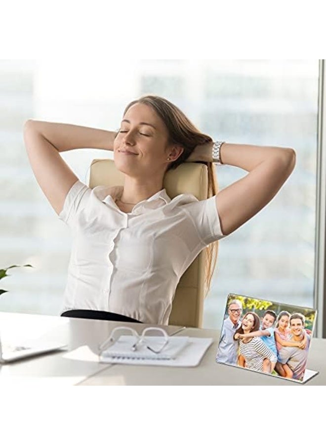TPGP Acrylic Sign Holder (4 X 6 Inch) Clear Picture Frame Photo Sign Slanted Back Brochure Display Stand Transparent Flyer Holder For Office Desktop Restaurant (18 Pieces)  - Image 3