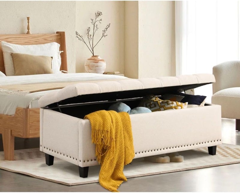Comfynest Modern Rectangle Storage Ottoman Bench - Image 2