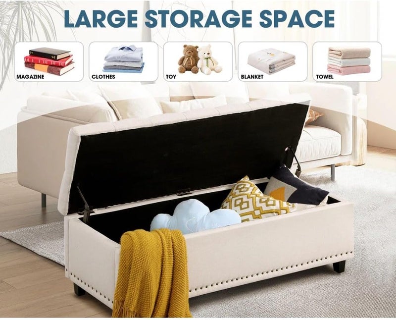 Comfynest Modern Rectangle Storage Ottoman Bench - Image 4