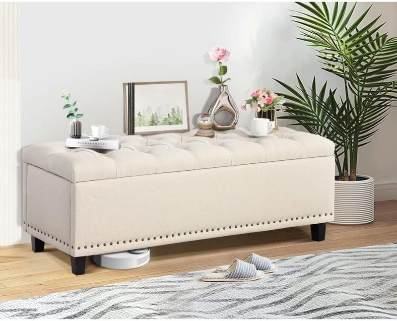 Comfynest Modern Rectangle Storage Ottoman Bench - Image 3