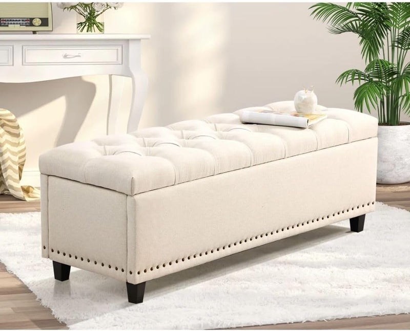 Comfynest Modern Rectangle Storage Ottoman Bench - Image 1