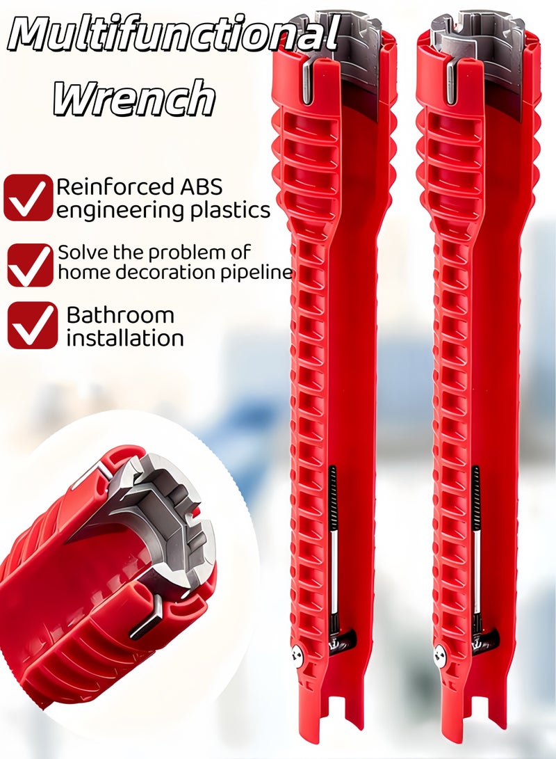 8-in-1 Faucet and Sink Installer Sink Tools,Multifunctional Wrench,Faucet And Sink Installer Red Multifunctional Wrench Plumbing Tool Plumbing Repair Installation Hand Tools Change Faucet Tool For Kitchen, Multifunctional Plumbing Under Sink Wrench Plumbing Tool,for Plumbing Toilet Bowl Bathroom Kitchen(Red) - Image 1