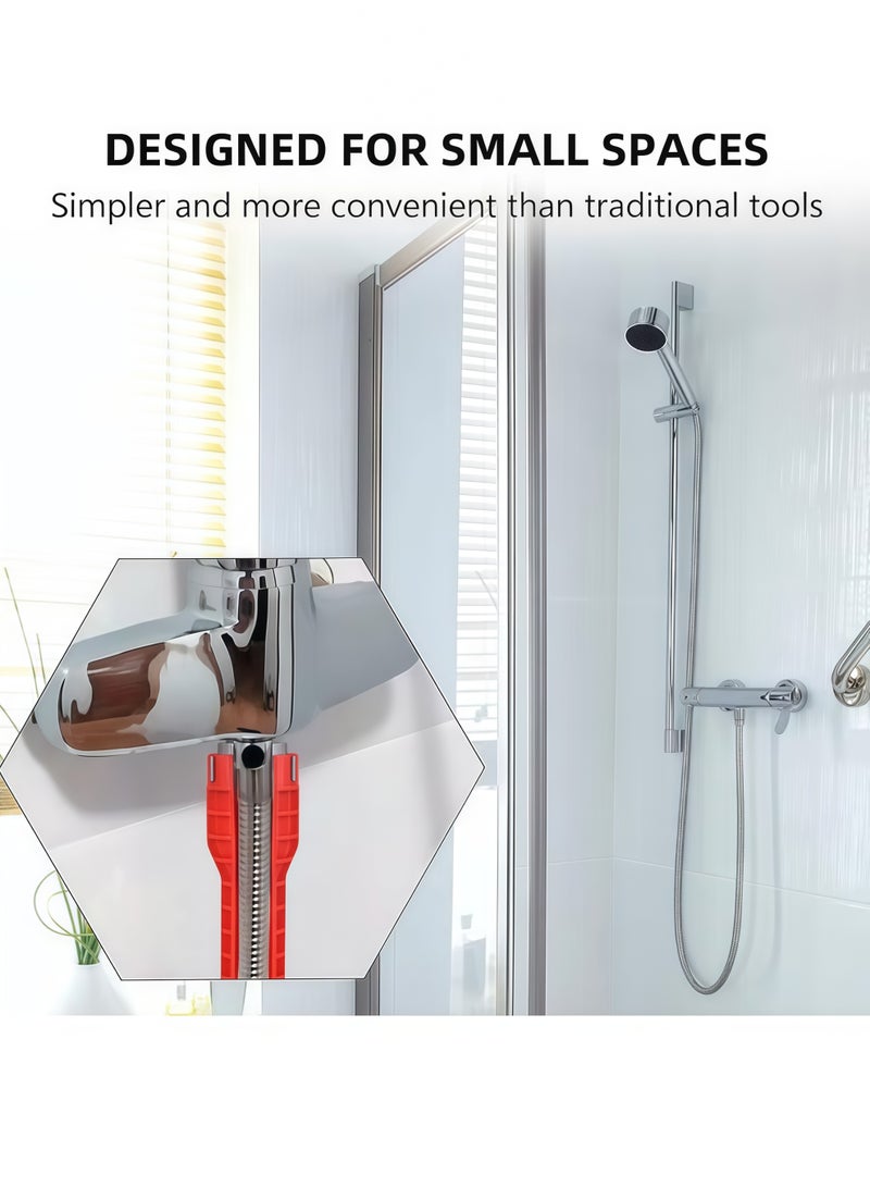 8-in-1 Faucet and Sink Installer Sink Tools,Multifunctional Wrench,Faucet And Sink Installer Red Multifunctional Wrench Plumbing Tool Plumbing Repair Installation Hand Tools Change Faucet Tool For Kitchen, Multifunctional Plumbing Under Sink Wrench Plumbing Tool,for Plumbing Toilet Bowl Bathroom Kitchen(Red) - Image 5