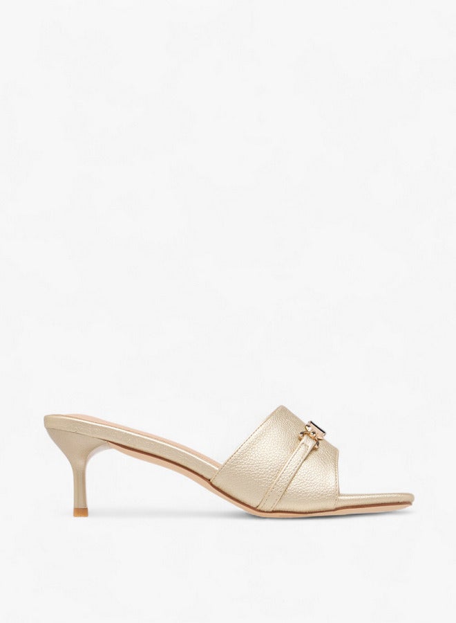 Flora Bella By Shoexpress Women Metal Accent Slip-On Sandals with Stiletto Heels  - Image 3
