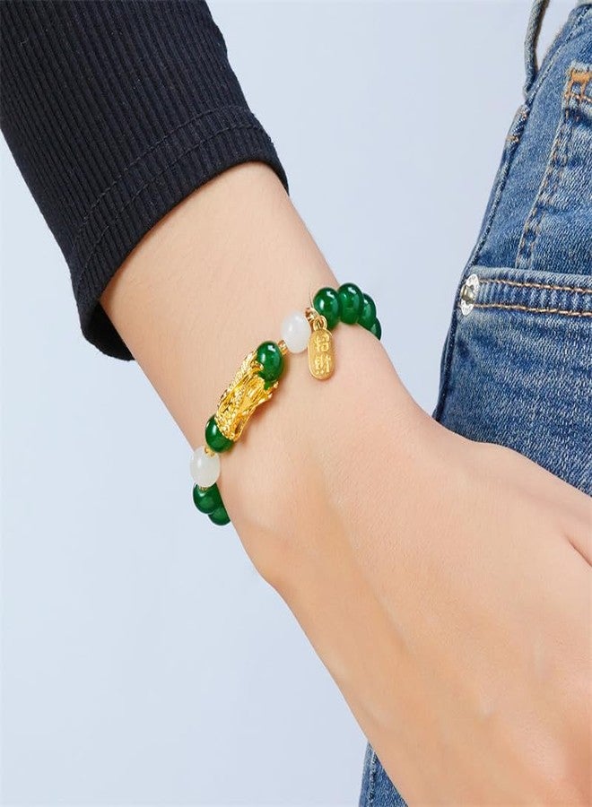 ZMANYIJEW Chinese New Year Dragon Bracelets for Women, Handmade Crystal Feng Shui Lucky Amulet Dragon Stretch Bracelet for Men,New Year Bracelet for Women Jewelry (Dark green) - Image 2