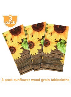 Breling Sunflower Wood Grain Tablecloth Plastic Rustic Sunflower Tablecloth Vintage Wood Grain Table Covers For Indoor Outdoor Birthday Party Decorations Supplies 54 X 108 Inch()  - Image 5