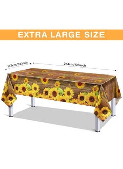 Breling Sunflower Wood Grain Tablecloth Plastic Rustic Sunflower Tablecloth Vintage Wood Grain Table Covers For Indoor Outdoor Birthday Party Decorations Supplies 54 X 108 Inch()  - Image 3
