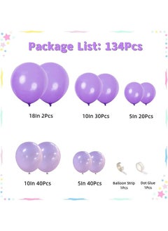 Zeemey 134-pcs Purple Latex Decorative Balloon Arch Garland Set - Perfect for Graduation Baby Shower Wedding Birthday Bachelorette Party  - Image 2