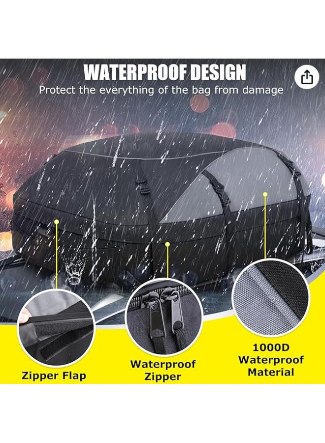 Generic Car Roof Carrier Bag Waterproof 600D PVC Car Roof Bag Soft Roof Luggage Rack-Color:Black-Capacity:130*105*42  - Image 2