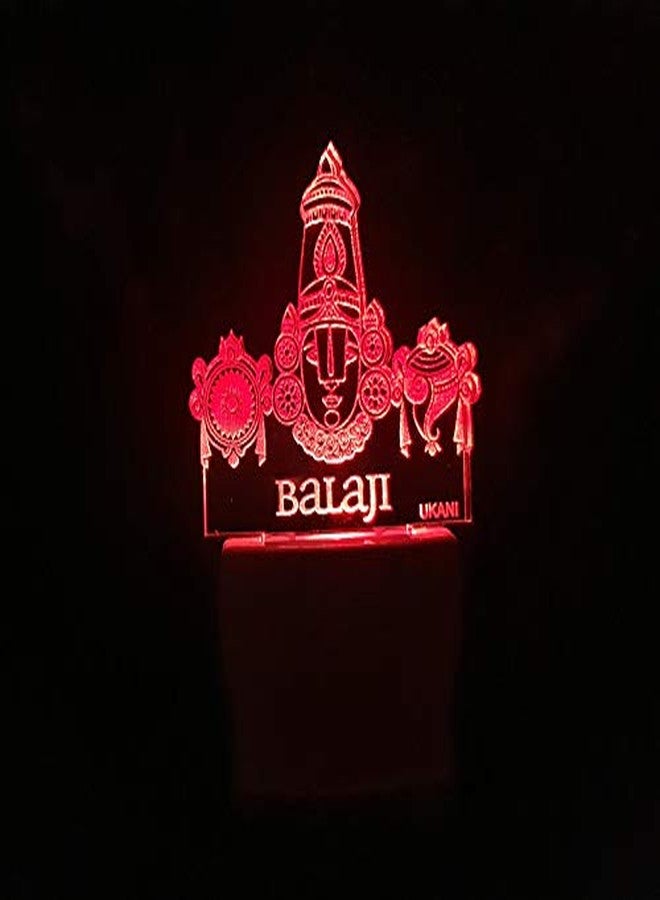 UKANI 3D Shree Balaji Design Night Lamp for Home/Gift/Office/Temple (Size 3 Inch) Multi Color - Image 4