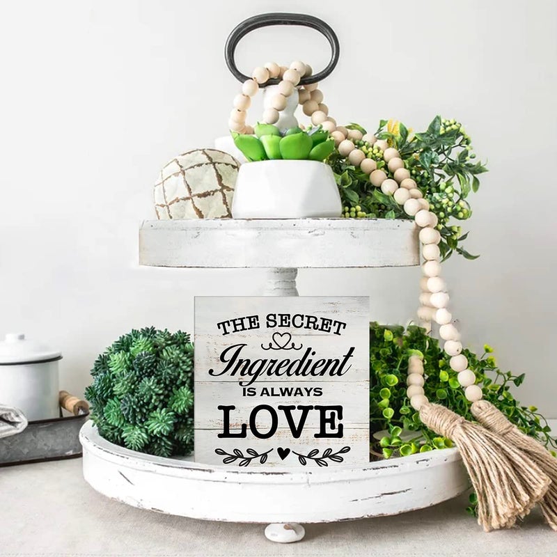 MAVOTEN Secret Ingredient Is Always Love Kitchen Quote Wood Box Sign Rustic Wooden Box Sign Farmhouse Home Kitchen Desk Shelf Decor (5 X 5 Inch) - Image 5