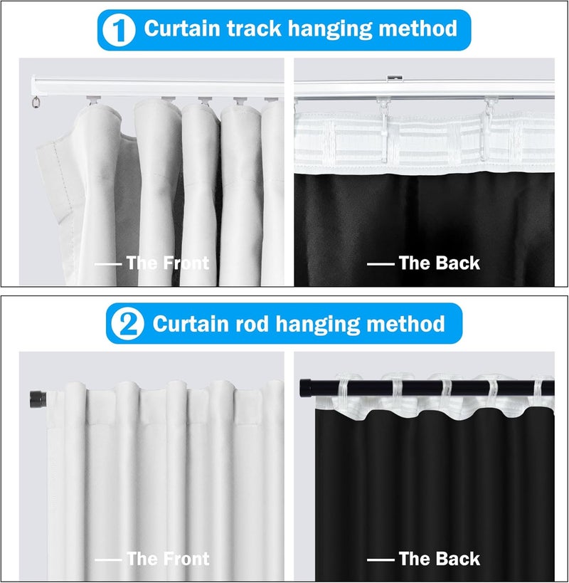 MaKefeile Room Divider Curtains Total Blackout Privacy Curtain Panel Room Thermal Insulated Noise Reduction Curtains for Bedroom Window Living Room Ceiling Track Curtain W 10 ft × H 8 ft White - Image 2