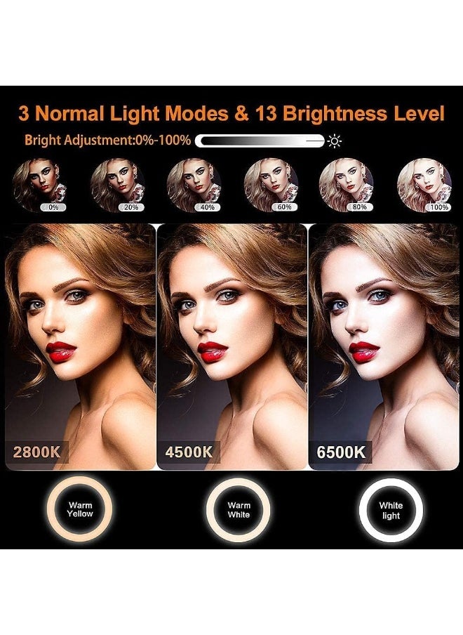 12" LED Ring Light with Tripod Stand & Phone Holder – 177cm Tall, USB Powered, 40 RGB Modes & 13 Brightness Levels – Ideal for Makeup, YouTube, TikTok