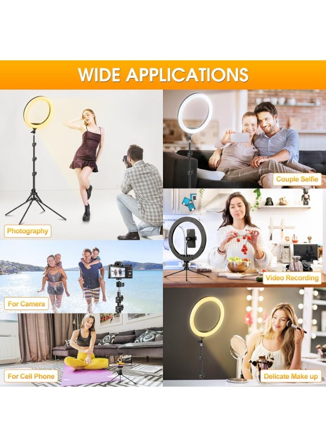 12" LED Ring Light with Tripod Stand & Phone Holder – 177cm Tall, USB Powered, 40 RGB Modes & 13 Brightness Levels – Ideal for Makeup, YouTube, TikTok