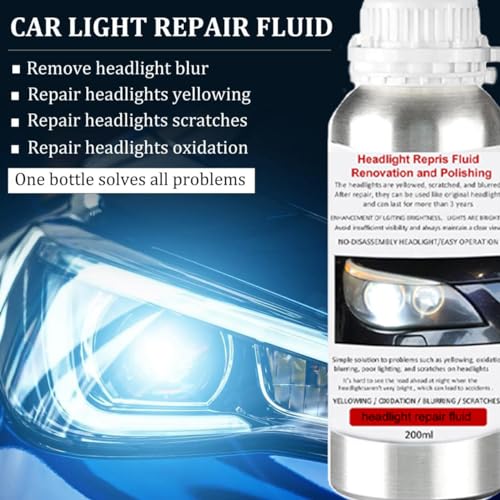 VCTSELITY 200ML Headlight Restoration Liquid, Car Headlight Polishing Repair Fluid, Headlight Polish Restoration Kit Refill Bottle to Remove Yellowing/Scratch/Haze/Oxidation/Vague - Image 5