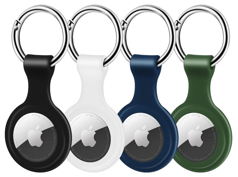 MJZ 4 Pack Protective Air Tag Case Waterproof Liquid Silicone for Apple Airtags Keychain Key Ring Anti Lost AirTag Tracker Holder Anti Scratch Air Tags Cover Loop Finder Items GPS Accessories - Image 1