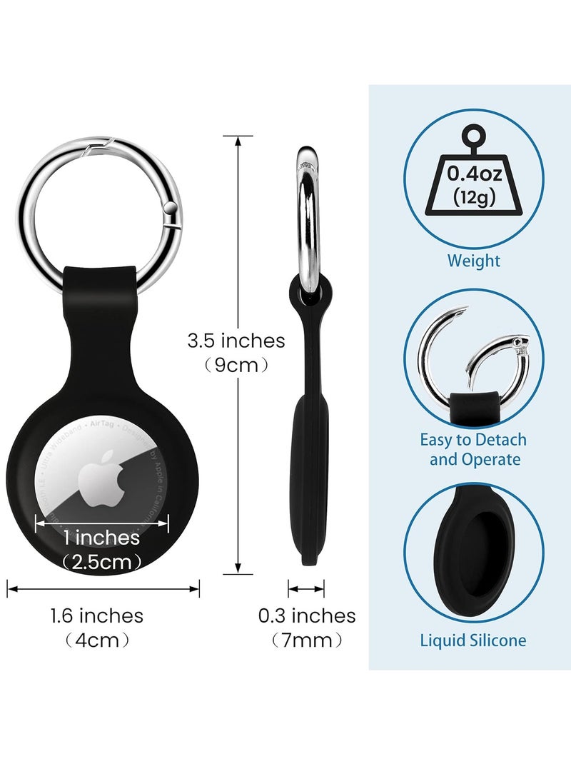 MJZ 4 Pack Protective Air Tag Case Waterproof Liquid Silicone for Apple Airtags Keychain Key Ring Anti Lost AirTag Tracker Holder Anti Scratch Air Tags Cover Loop Finder Items GPS Accessories - Image 3