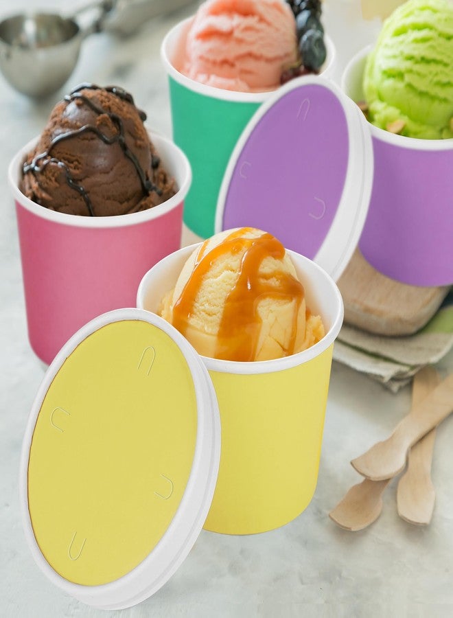 Aodaer 60 Pack Paper Ice Cream Cups with Lids 8 Ounces Paper Treat Bowls Ice Cream Containers Disposable Dessert Bowls for Hot and Cold Party Supplies Treat Dessert Cups for Sundae Frozen Yogurt - Image 5