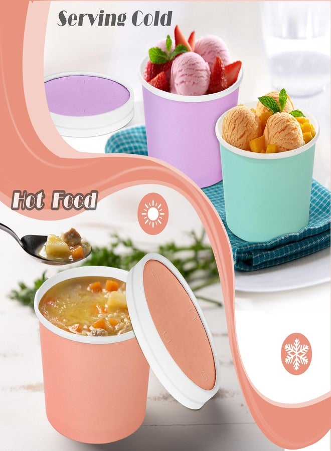 Aodaer 60 Pack Paper Ice Cream Cups with Lids 8 Ounces Paper Treat Bowls Ice Cream Containers Disposable Dessert Bowls for Hot and Cold Party Supplies Treat Dessert Cups for Sundae Frozen Yogurt - Image 4