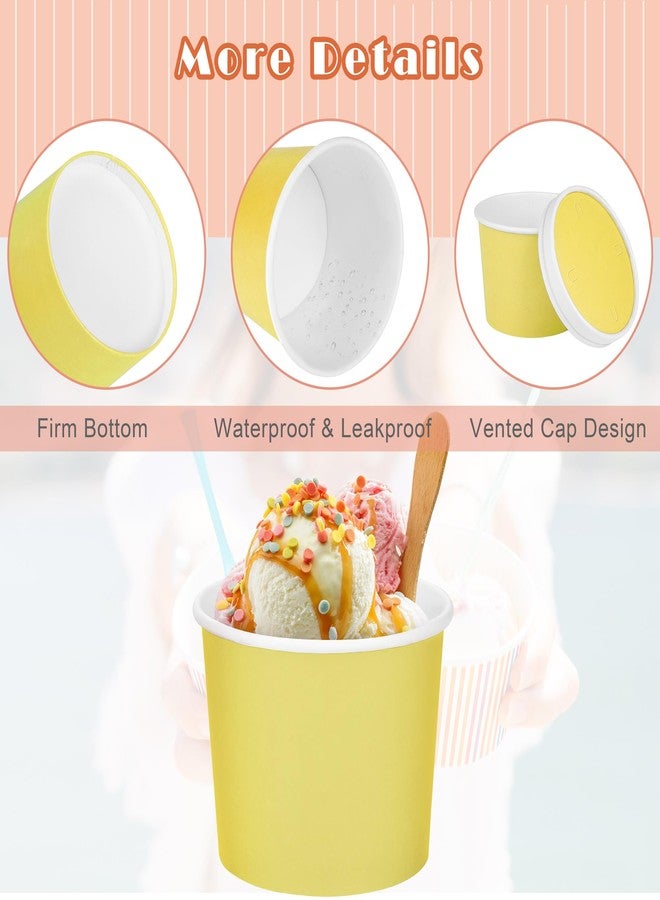 Aodaer 60 Pack Paper Ice Cream Cups with Lids 8 Ounces Paper Treat Bowls Ice Cream Containers Disposable Dessert Bowls for Hot and Cold Party Supplies Treat Dessert Cups for Sundae Frozen Yogurt - Image 3