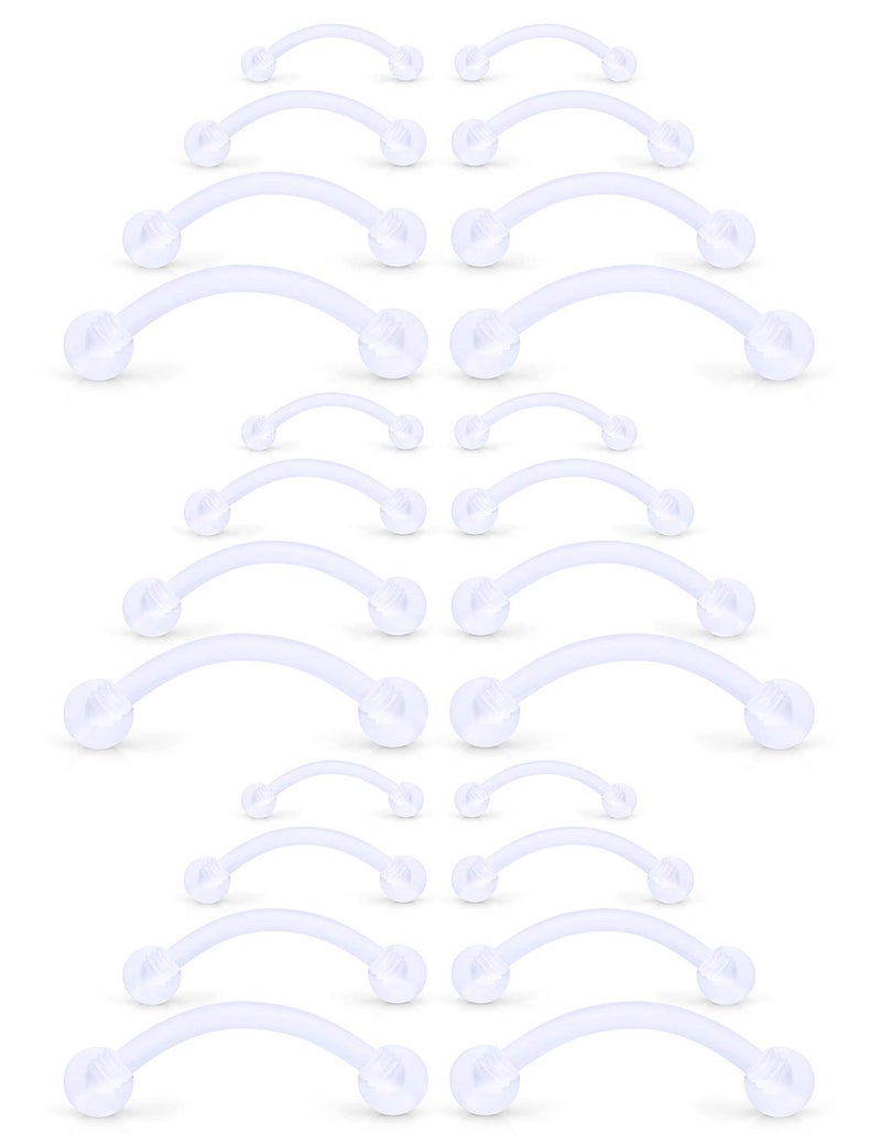SCERRING 16 Gauge Rook Earrings Eyebrow Rings Clear Acrylic Bioflex Curved Barbell Lip Tragus Ring Conch Piercing Jewelry Retainers 6-12mm 24PCS - Image 1