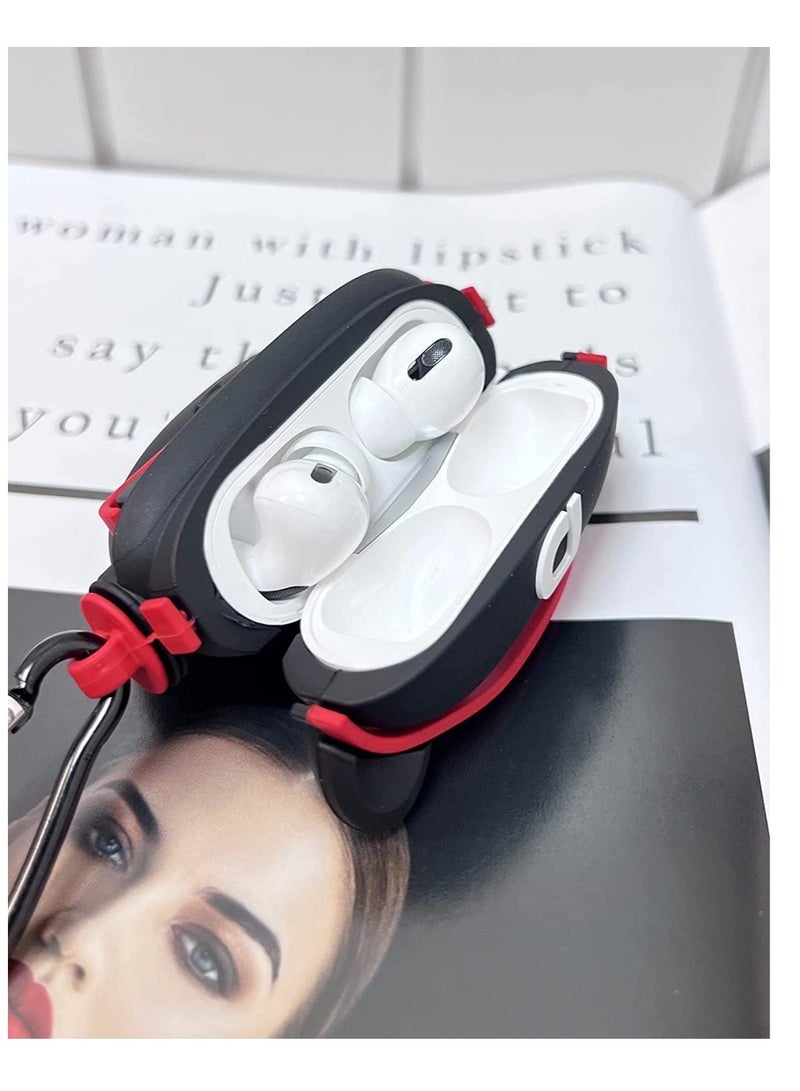 Cute Silicone Case Cover Only Compatible with Apple Airpods Pro, with Strong Keychain (Only Silicone Cover) (Black Dog with Red Headphones) - Image 2