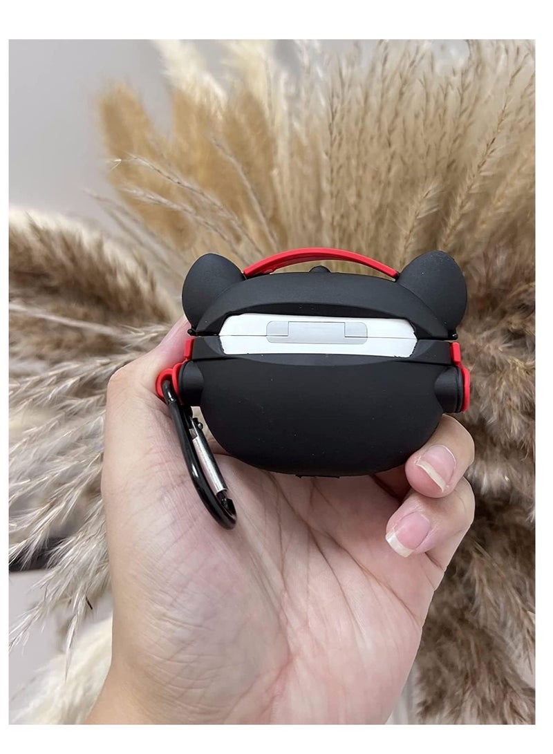 Cute Silicone Case Cover Only Compatible with Apple Airpods Pro, with Strong Keychain (Only Silicone Cover) (Black Dog with Red Headphones) - Image 3