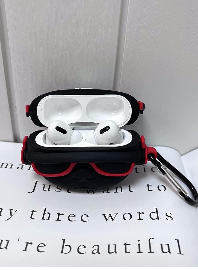 Cute Silicone Case Cover Only Compatible with Apple Airpods Pro, with Strong Keychain (Only Silicone Cover) (Black Dog with Red Headphones) - Image 4