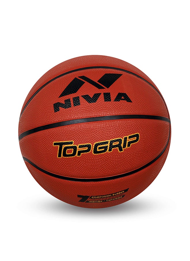 Nivia Top Grip Basketball | Size: 5 | Rubberized Moulded | for Adults | Panels 8 | Machine Stitched | Suitable for Hard Surface, Wooden Flooring, Indoor Synthetic Surface  - Image 1